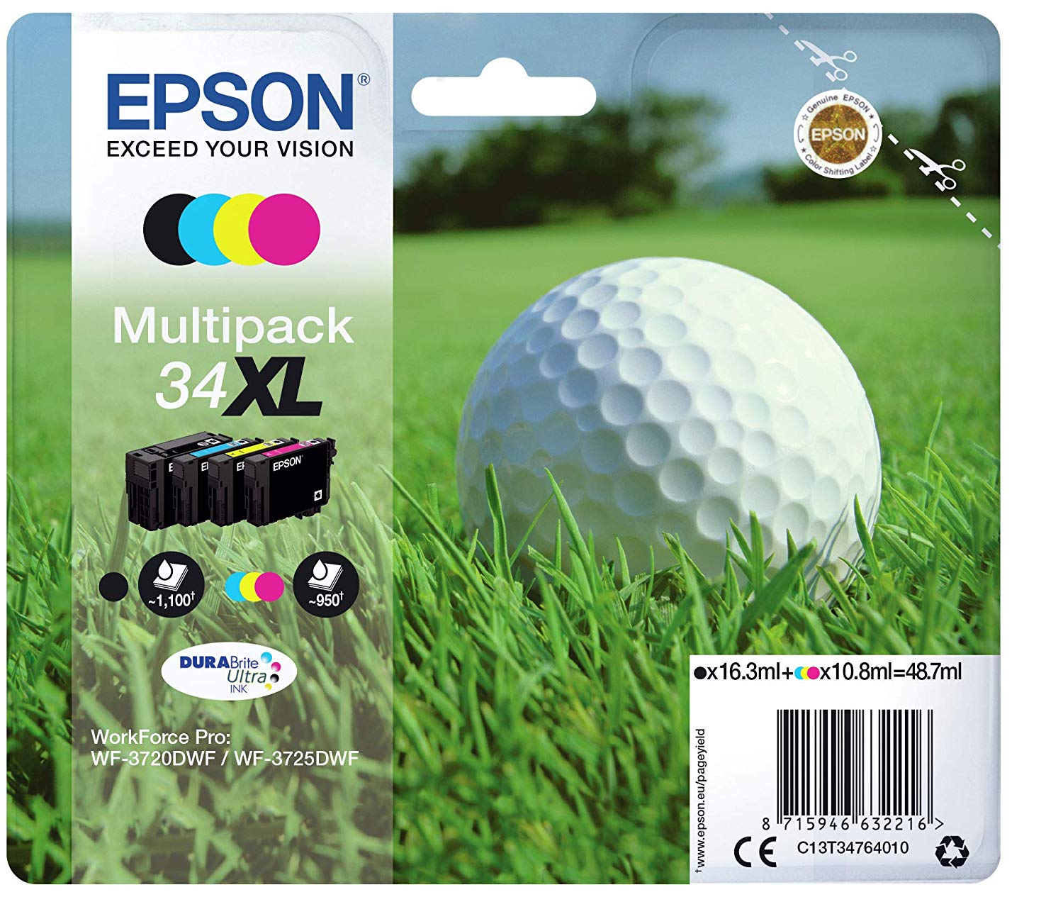 Epson C13T34764020 Original Inkjet Cartridges - Multi-pack (Black, Yellow, Magenta, Cyan) (Pack of 4), einheitsgröße - Image 2