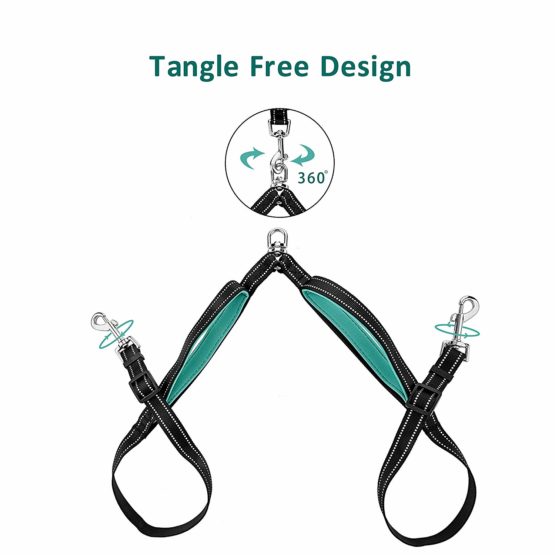 U-picks Double Dog Lead, Dual Leash Coupler Splitter No Tangle with Comfortable Padded Handles for Training&Walking 2 Dogs, Reflective Adjustable Dog Leads for Medium Small Dogs - Image 2