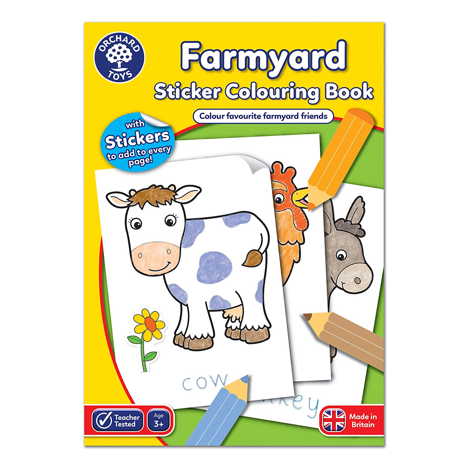 Orchard Toys Farmyard Sticker Colouring Book, Educational Colouring Book, Includes Stickers