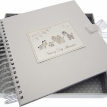 White Cotton Cards Silver Toys Naming Day Card and Memory Book