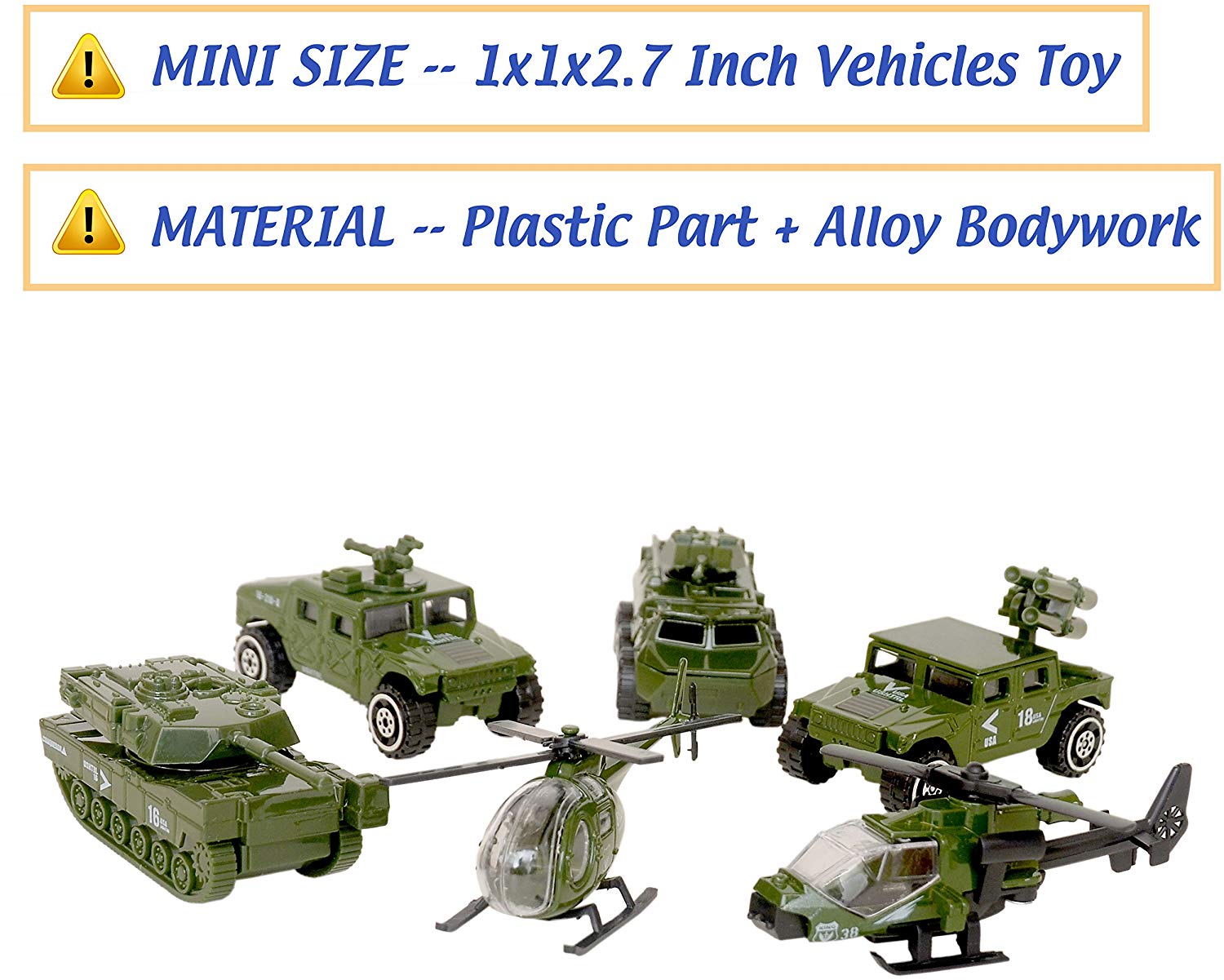 Nunki Toy Die-cast Metal Military Vehicles Playset,6 Pack Assorted Army Vehicle Alloy Models Car Toy - Image 2