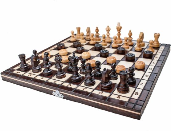 Prime Chess Hand Crafted Cherry Wooden Chess and Draughts Set 35 x 35 Centimeter - Image 3