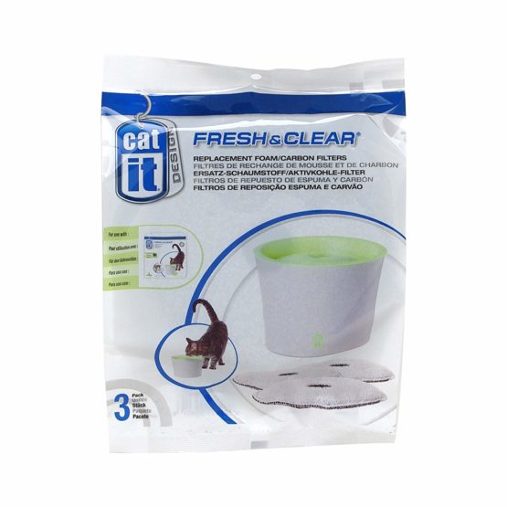 Catit Fresh and Clear Replacement Foam/ Carbon Filters, Pack of 3