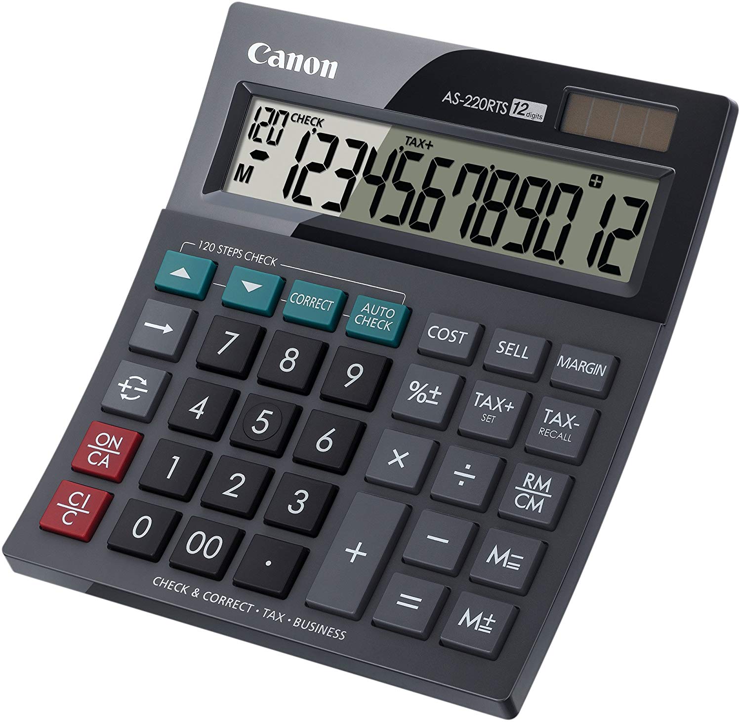 Canon AS-220RTS Compact Desktop Calculator - 12-Digit Display - Lightweight - Suitable for Home & Office, Grey - Image 2