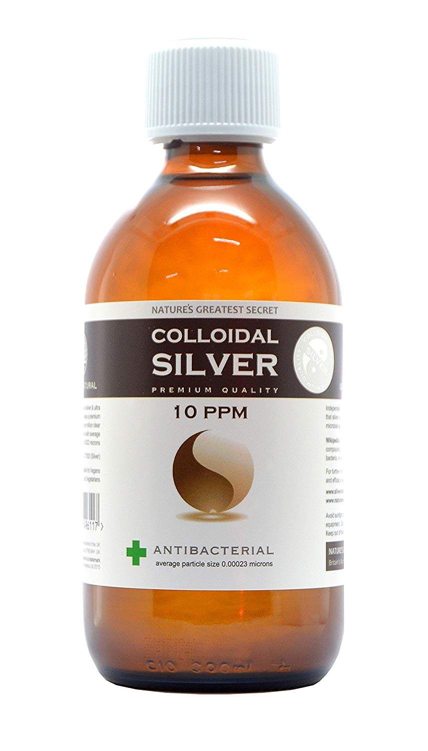Nature's Greatest Secret Premium Quality Antibacterial 10ppm Colloidal Silver Bottle 300ml, Clear, 300 ml (Pack of 1)