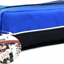 Arpan X-Large Size Double Zip Fabric Pencil Case - Ideal for School/College/Uni.- Make Up - Pink/Blue/Red/Purple/Green x 1 (Blue)