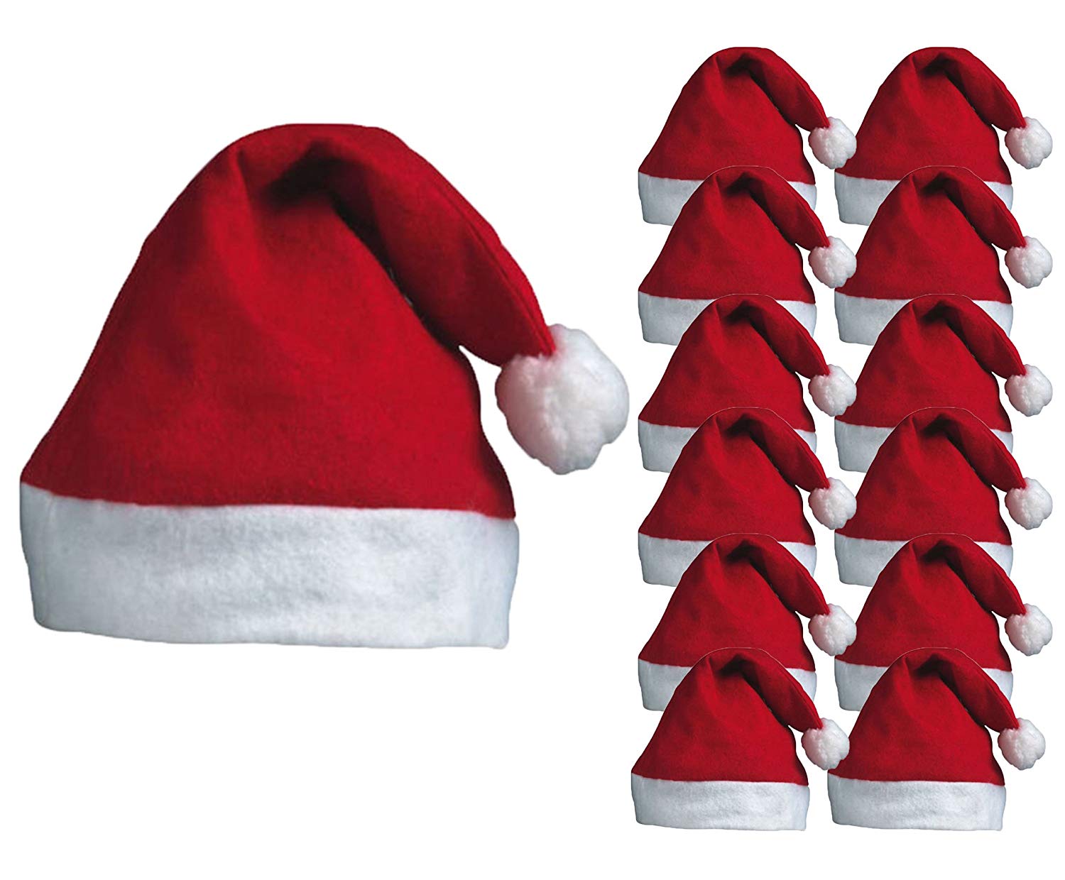 12pc Christmas Santa Hat Pack, Red Santa Hat Multipack for Father Christmas Fancy Dress Accessories - Image 2