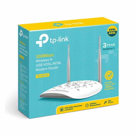 TP-Link 300 Mbps Wireless N VDSL/ADSL Modem Router, Single-Band, Broadband Speed Up To 100 Mbps, Versatile Connectivity, 4x Fast Ports +1x 2.0 USB Port, TP-Link Tether App, Easy setup (TD-W9970) - Image 4