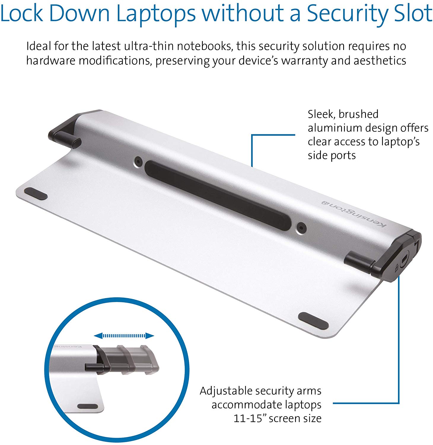 Kensington Laptop Locking Station with MicroSaver® 2.0, Argentée, Up to 15.6 Inch MacBooks - Image 2