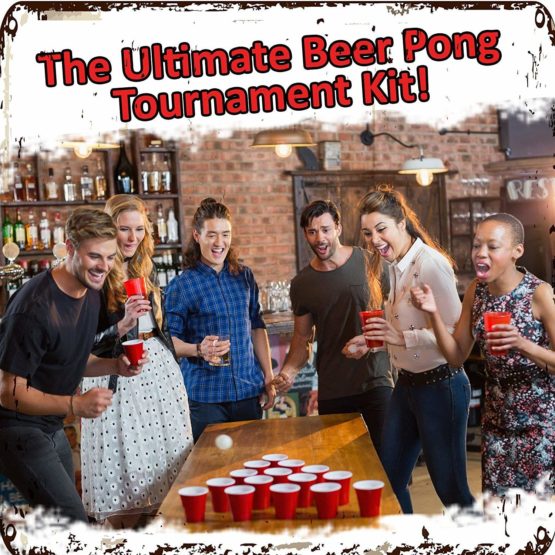 THE TWIDDLERS - Beer Pong Drinking Game Set: 100 Red Plastic Cups and 15 Balls - Image 2