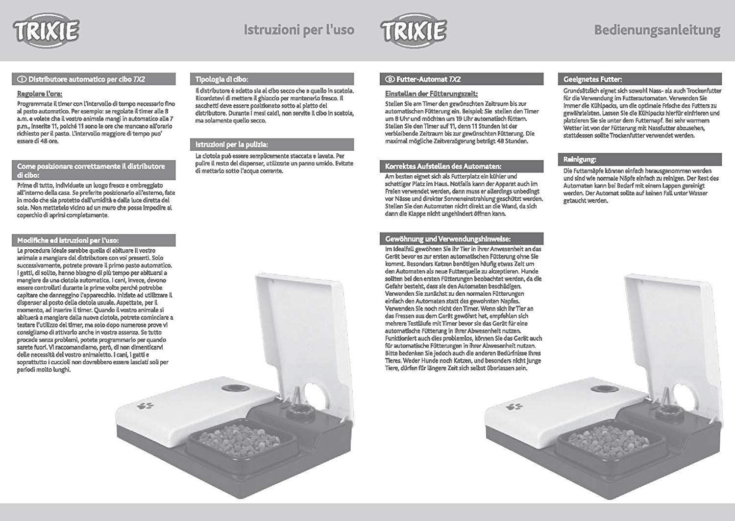Trixie TX2 Automatic Food Dispenser, 300 ml/ 27 × 7 × 24 cm, white - Black/white - 24372 - Image 3