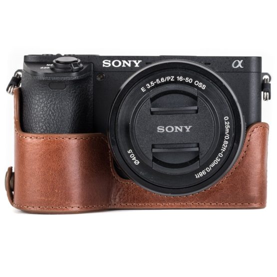 MegaGear Ever Ready Genuine Leather Camera Half Case compatible with Sony Alpha A6500 - Image 2