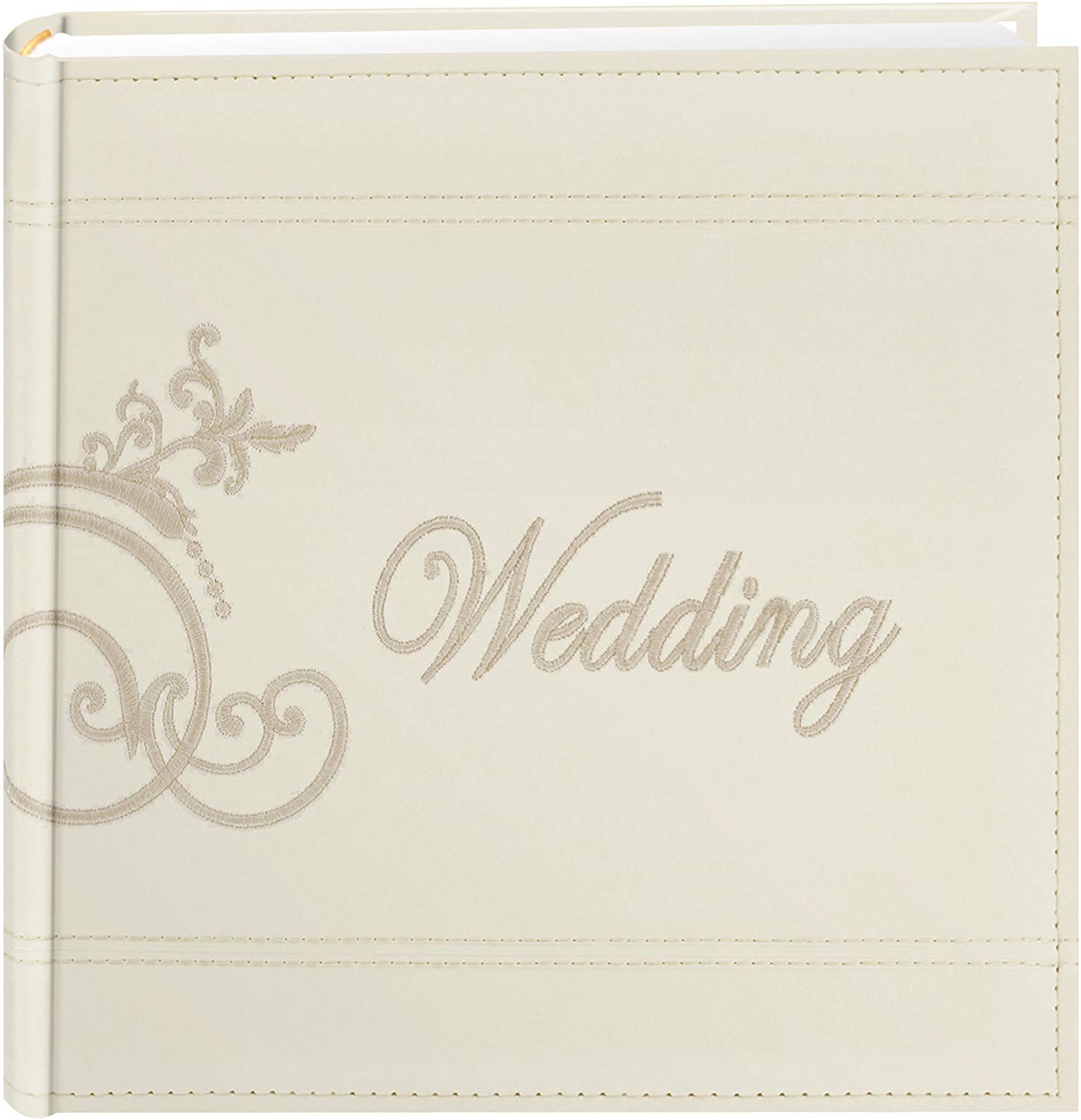 Pioneer Photo Albums Embroidered Scroll and Wedding Sewn Leatherette Cover Photo Album, Ivory, Pack of 2