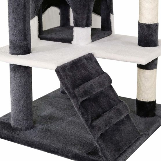 dibea Cat Tree Activity Centre Scratching Post, 130 cm, Grey/White - Image 3