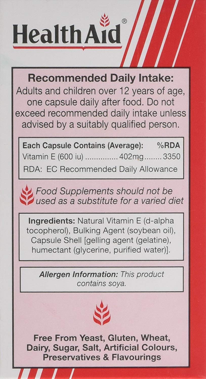 HealthAid Vitamin E 600iu - 60 Capsules, No, 60 count (Pack of 1) - Image 2