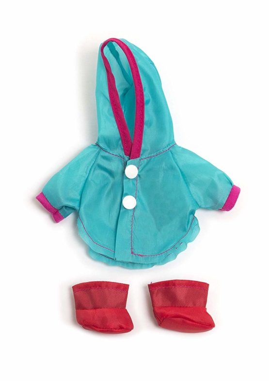Miniland 31676 TRAJE LLUVIA BOTAS 21CM Raincoat and Boots for 21 cm Doll Clothes, Blue