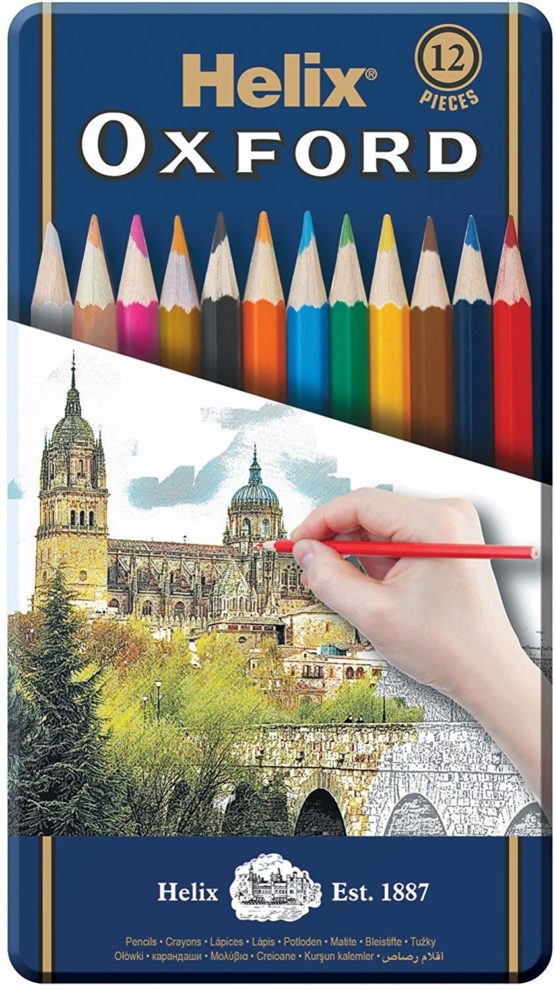Helix Oxford Colouring Pencils in Metal Tin (Pack of 12)