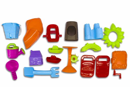 deAO Sand and Water Play Table 2 in 1 Plastic Outdoor Table for Toddlers with Times Tables and Accessories Included - Image 2