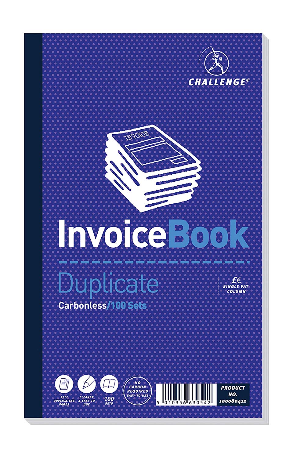 Challenge 210 x 130 mm Duplicate Invoice Book with Vat, Carbonless, 100 Pages, Set of 1 - Image 2