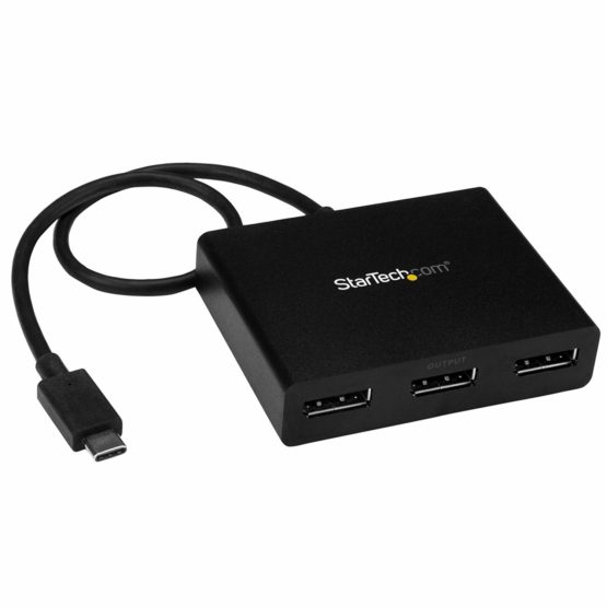 StarTech 3-Port USB-C to DisplayPort MST Hub - 4K 30Hz - Multi-Monitor Video Splitter - Thunderbolt 3 Compatible (MSTCDP123DP)
