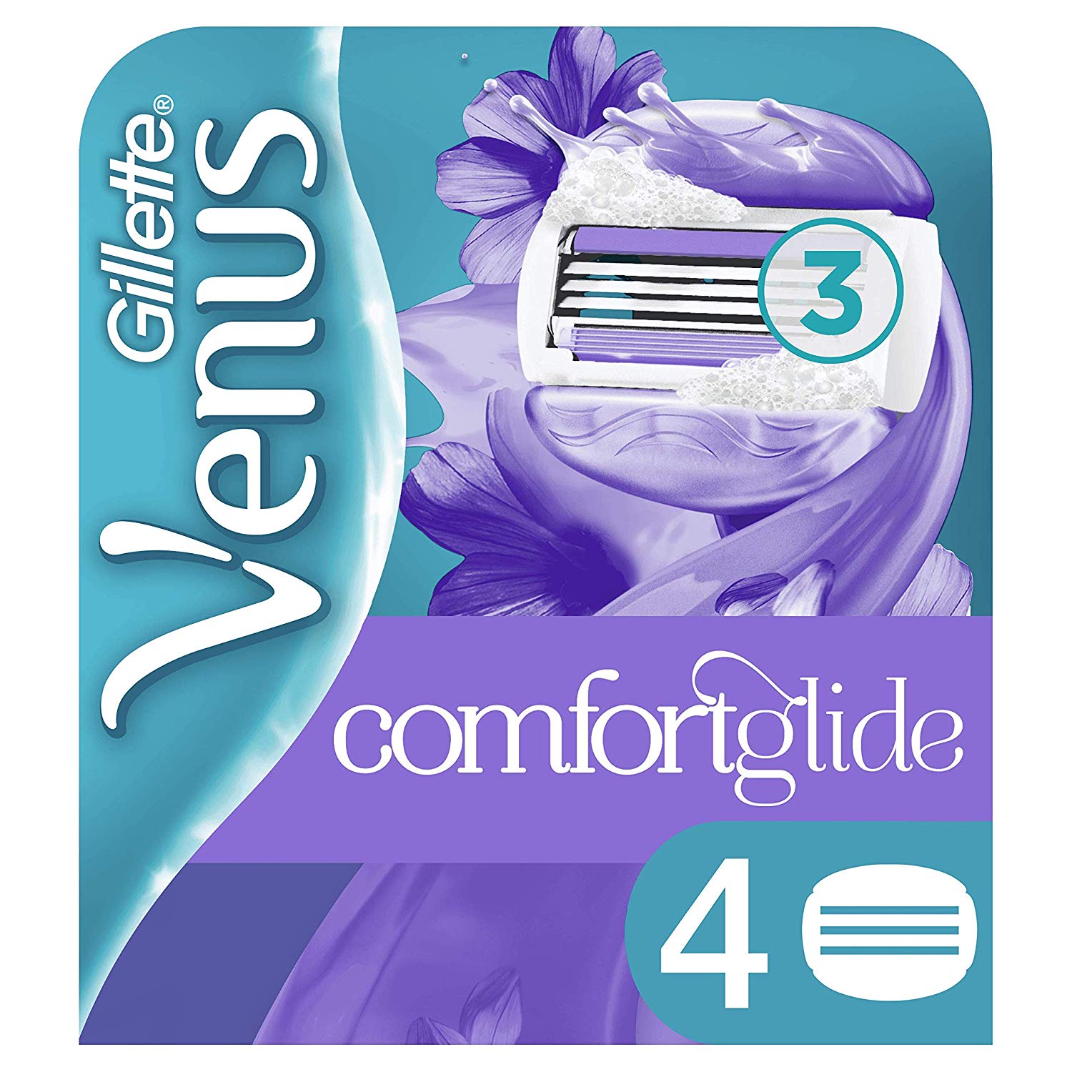 Gillette Venus ComfortGlide Breeze Razor Blades Women, Pack of 4 Razor Blade Refills, Lubrastrip with A Touch of Botanical Oils