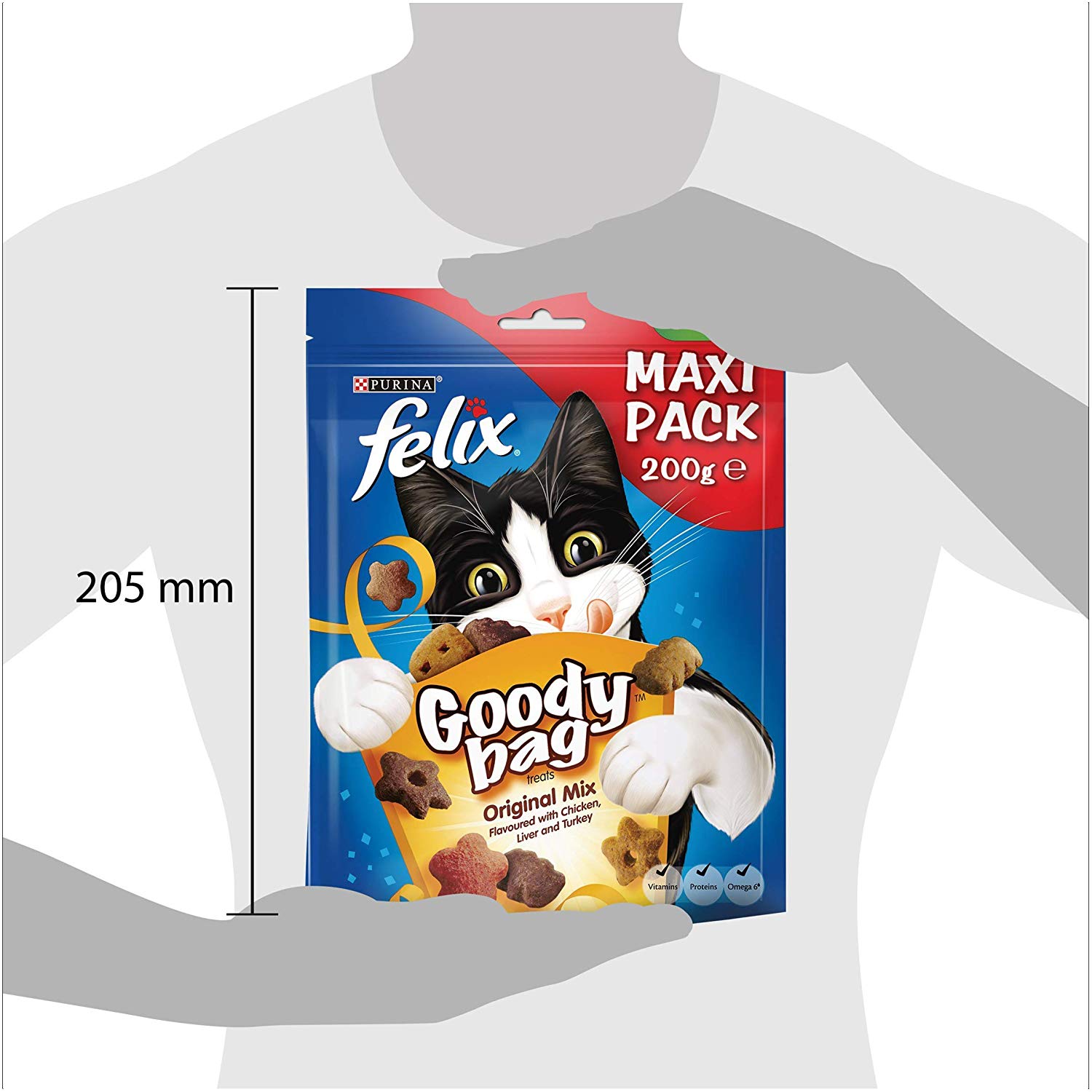 FELIX Goody Bag Original Mix Chicken, Liver and Turkey Cat Treats 200g (Pack of 5), 200 g (Pack of 5) - Image 3