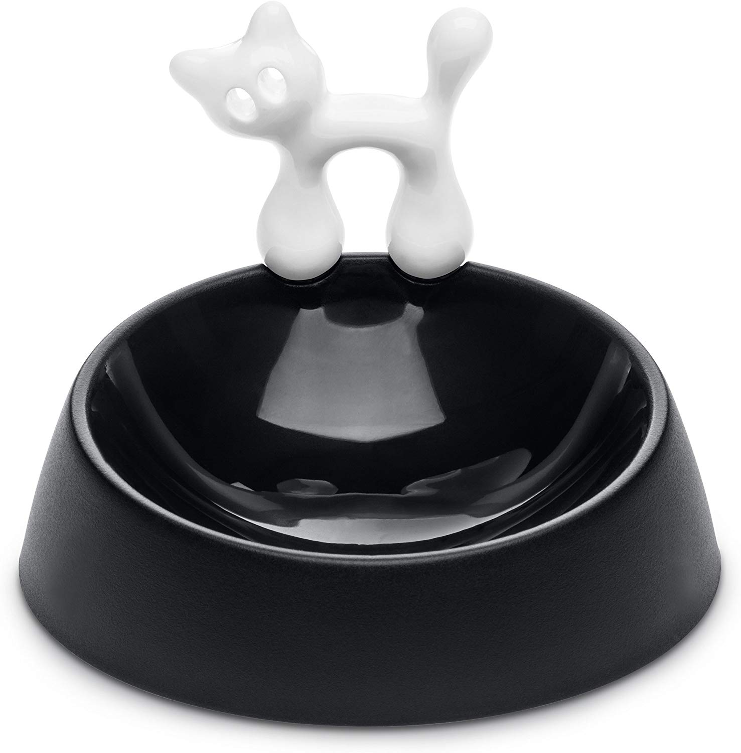 koziol cat dish Miaou, thermoplastic, black with white, 15.7 x 15.7 x 11.3 cm, Cosmos Black-cotton White - Image 2