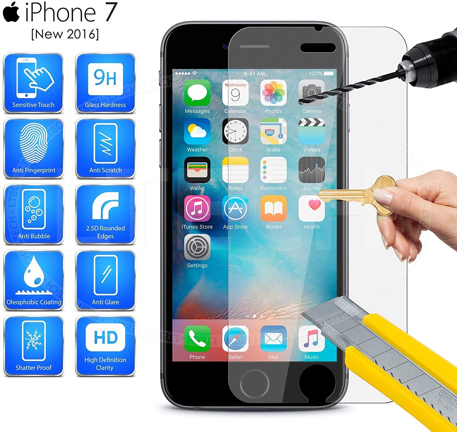Original Technology iPhone 7 iPhone 7 Screen Protector, Tempered Glass, Anti-Scratch Ultra Clear