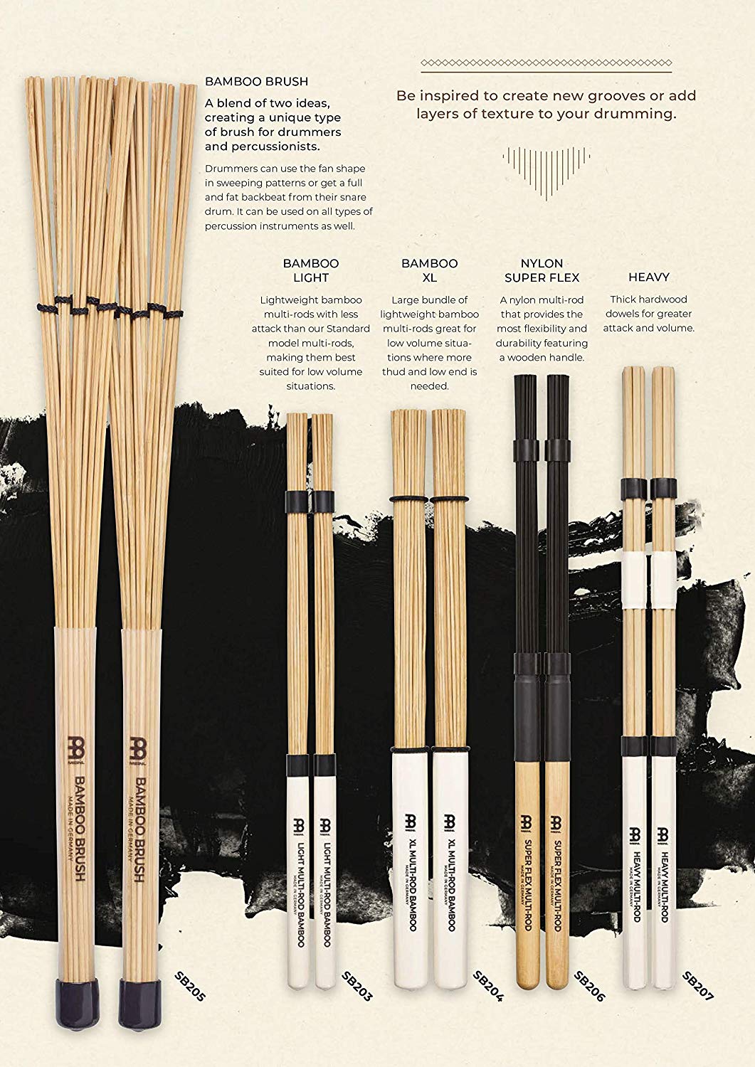 Meinl Bamboo Brush Multi-Rod - Stick & Brush (SB205), Beige, Einheitsgröße - Image 4
