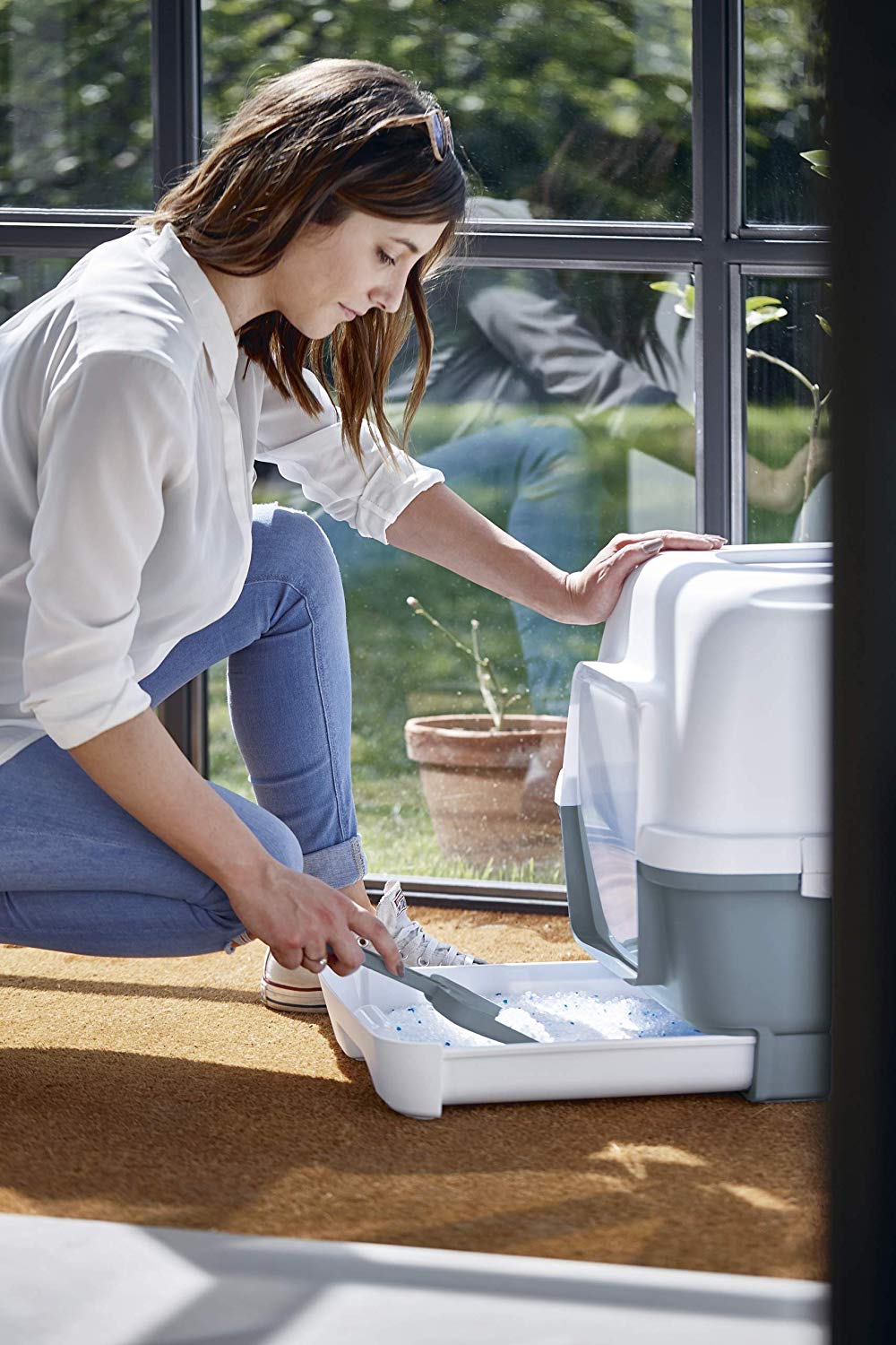 Stefanplast Kerbl Cat Litter Tray Cathy Clever & Smart, Grey, Mit Schublade - Image 2