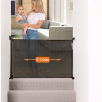 Dreambaby Retractable Baby Safety Gate - Extra-Tall & Relocatable Mesh Gate - Black (0 to 140cm)-Model G9431BB