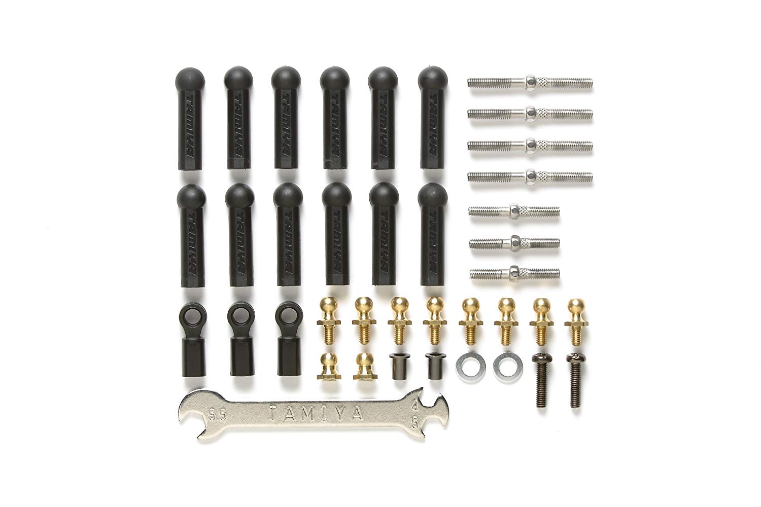 TAMIYA 300054539 54539 Replacement Part TT-02B Left/Right Threaded Rod Set, White, Small