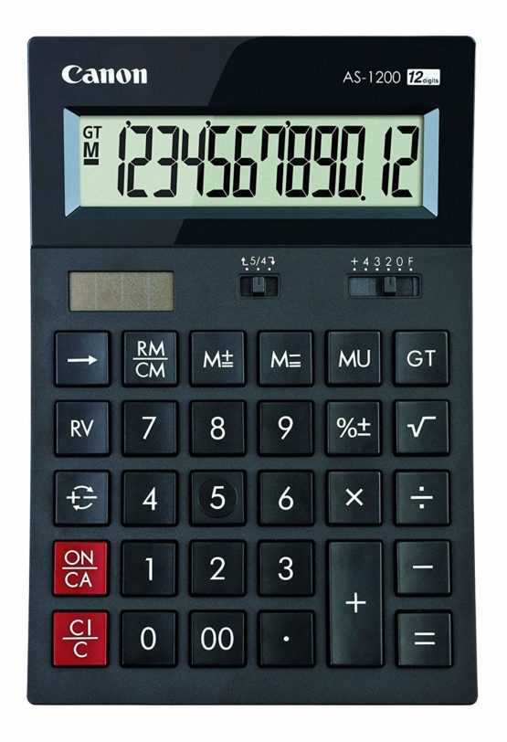 Canon AS-1200 Calculator Desktop Battery/Solar Mark-up 12 Digit 3 Memory Keys Dark Grey Ref 4599B001AA