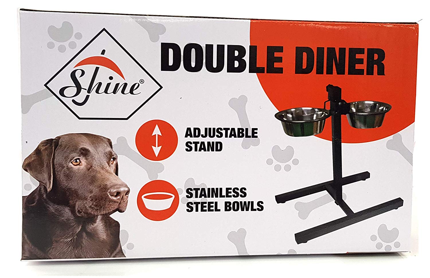 Stainless Steel Double Pet Dog Bowls Adjustable Height Stand Feeding Station - Bowl -17 cm, Stand Height - 28 cm - Image 4