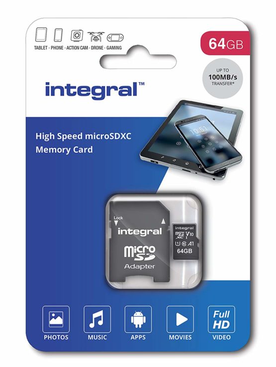 Integral UltimaPro - Memory Card 64 GB microSDHC/XC 100MB/s Class 10 UHS-I U1/ V10 + Adapter