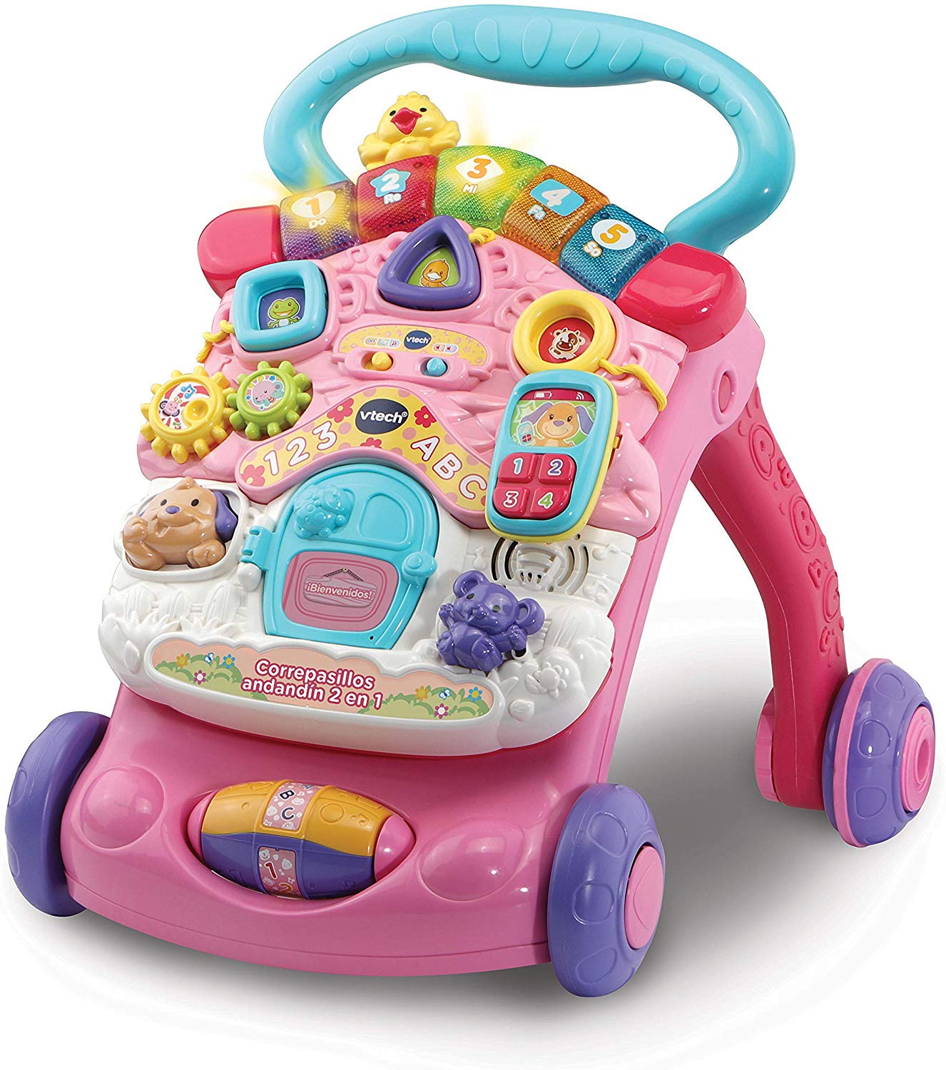 VTech, 2 in 1 Walker Walker with Music and Lights, Folding Legs, Removable Panel, Speed Regulator, Pink, ESP Version