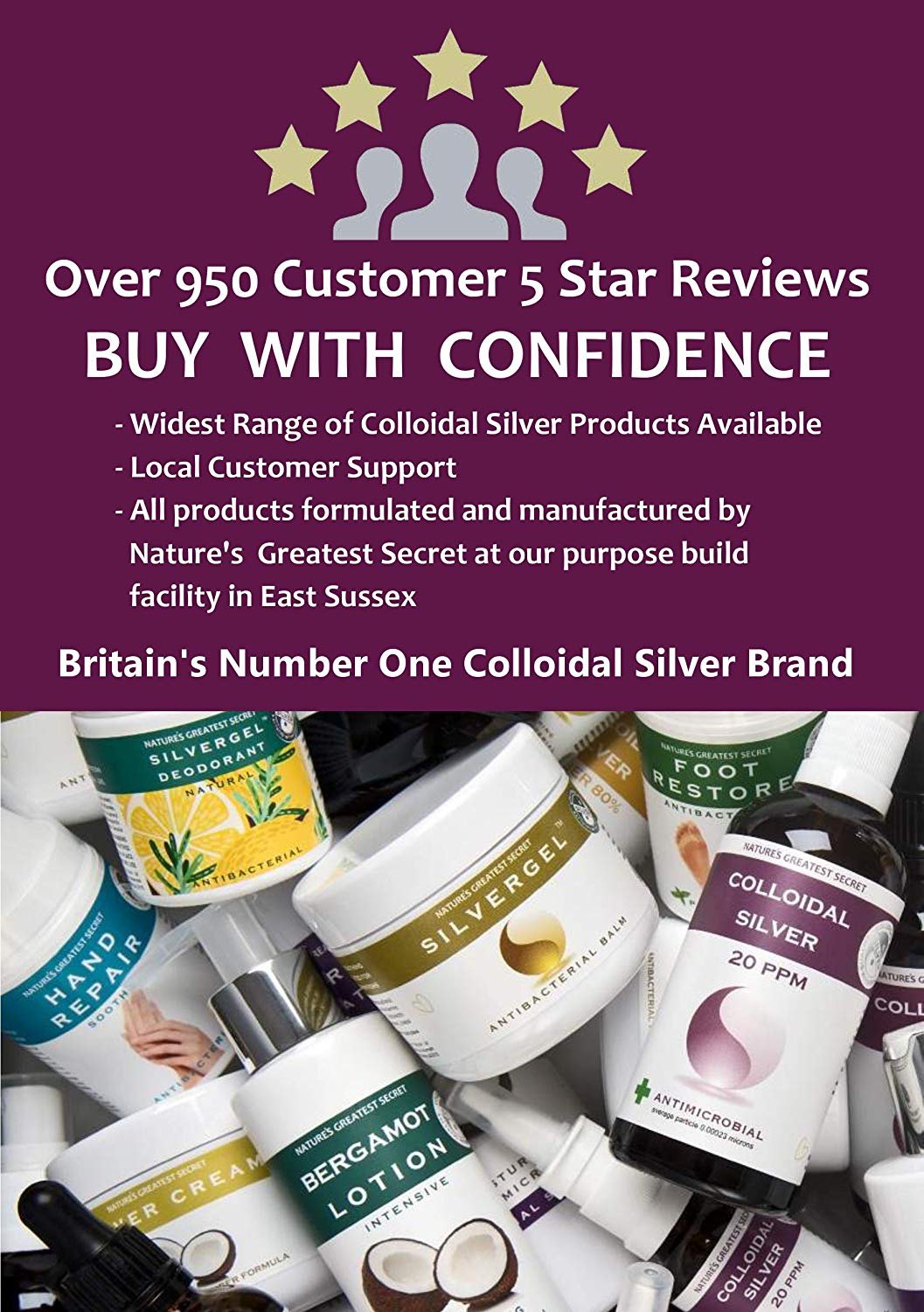 Nature’s Greatest Secret Antibacterial Colloidal Silver 20ppm Dropper Bottle 50ml, Clear, 50 ml (Pack of 1) - Image 2