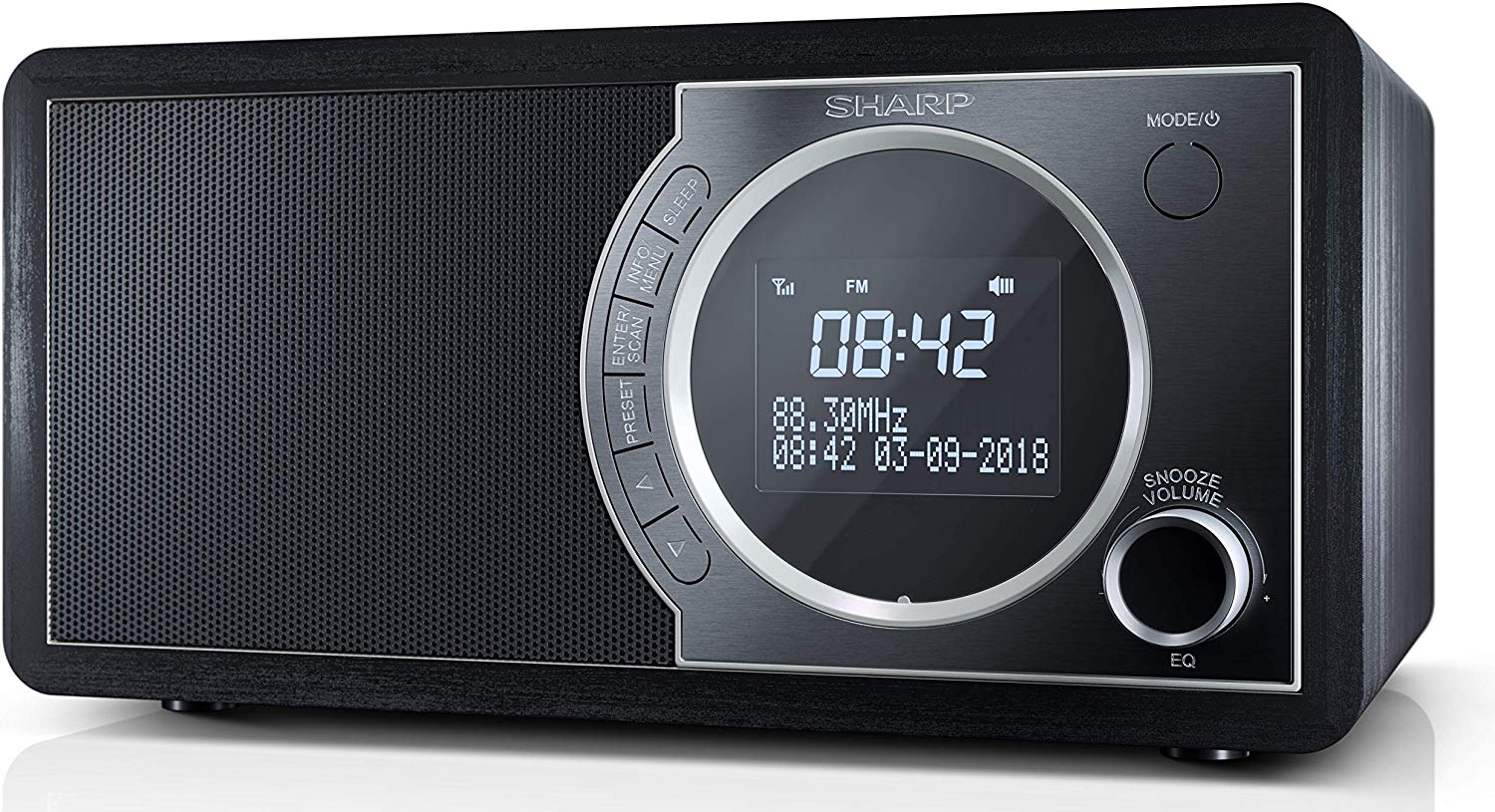 SHARP DR-450(BK) Digital Radio with DAB/DAB+/FM, Bluetooth 4.2, 20 Station Presets, Alarm & Snooze, Wooden Speaker Housing - Image 2