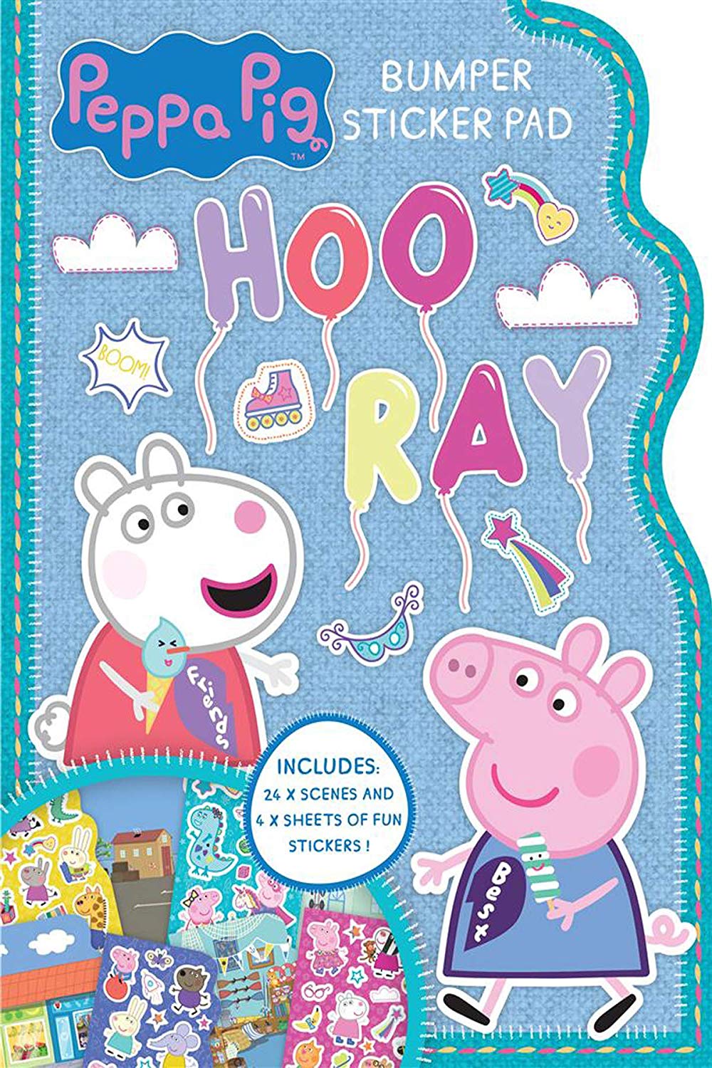Peppa Pig Hoo Ray Bumper Shaped Sticker Pad, Multicolor, A4