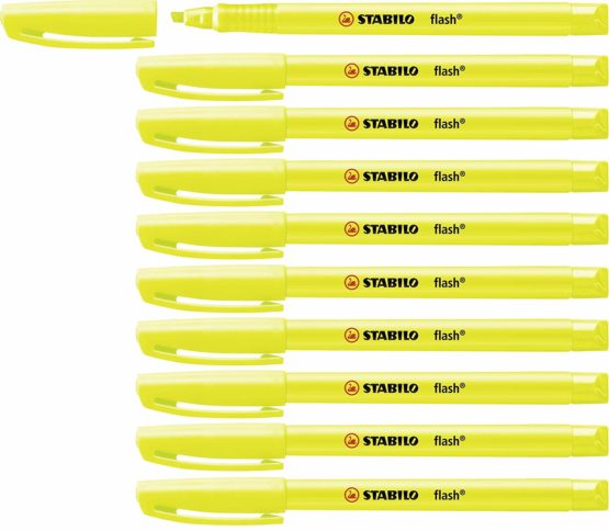 Highlighter - STABILO flash Box of 10 Yellow