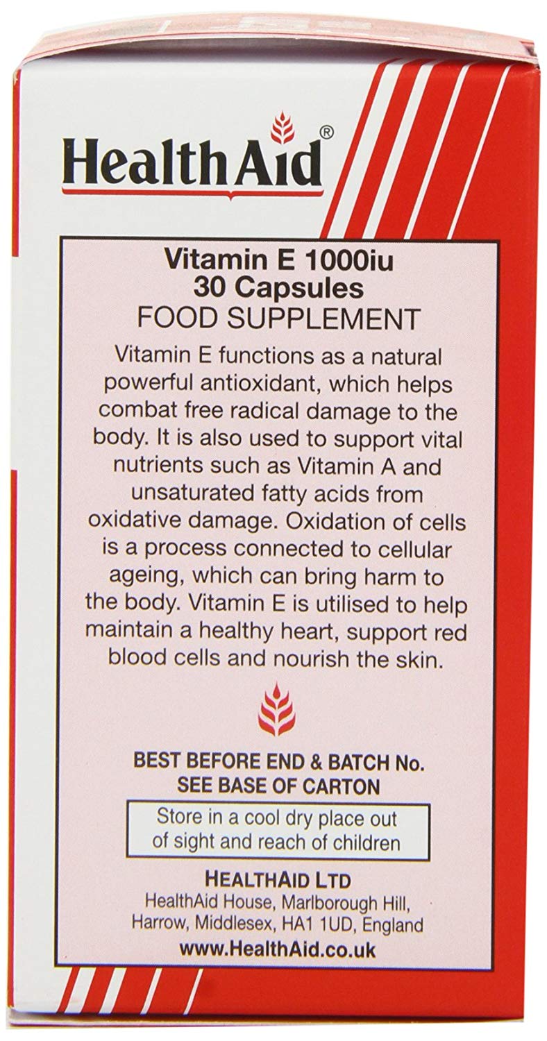 HealthAid Vitamin E 1000iu - 30 Capsules, No, 30 count (Pack of 1) - Image 4
