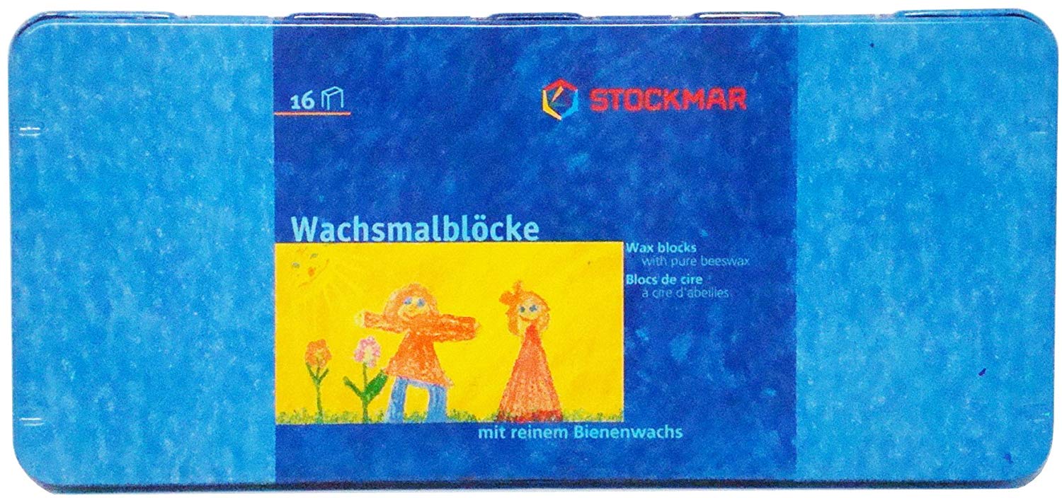 STOCKMAR 204884266 16 Blocks Waterproof Beeswax Paint Blocks in Tin Box, Red, 1 count (Pack of 16)