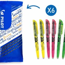 Pilot FriXion Light Erasable Highlighter Pens Set of 6 (Neon Yellow, Neon Pink, Green)