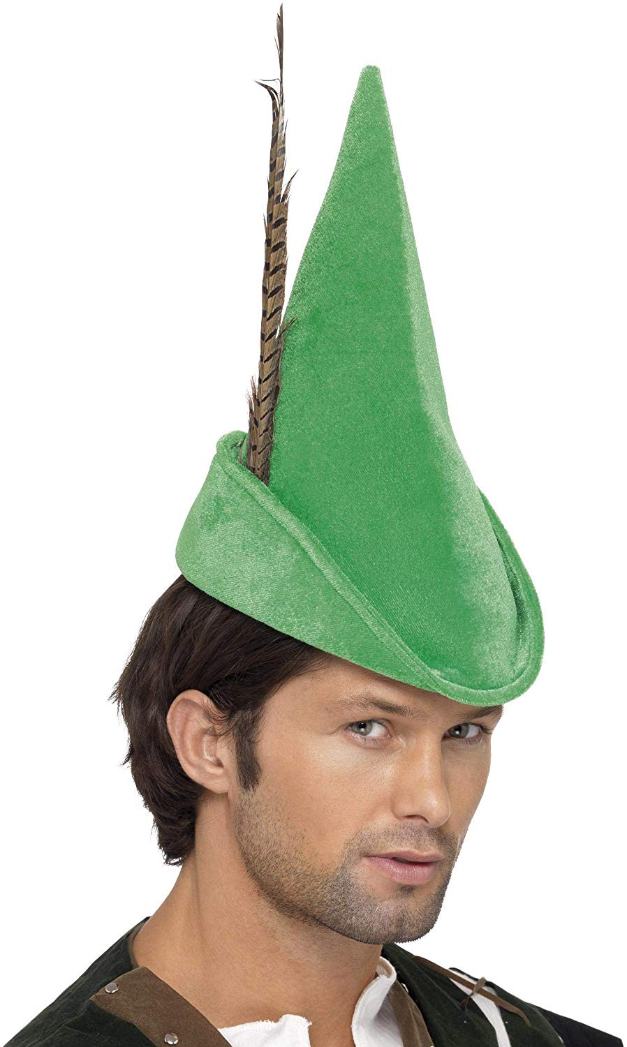 Smiffys Robin Hood Hat, Green with Feather, Deluxe, Historical Fancy Dress, Historical Dress Up Hats Halloween