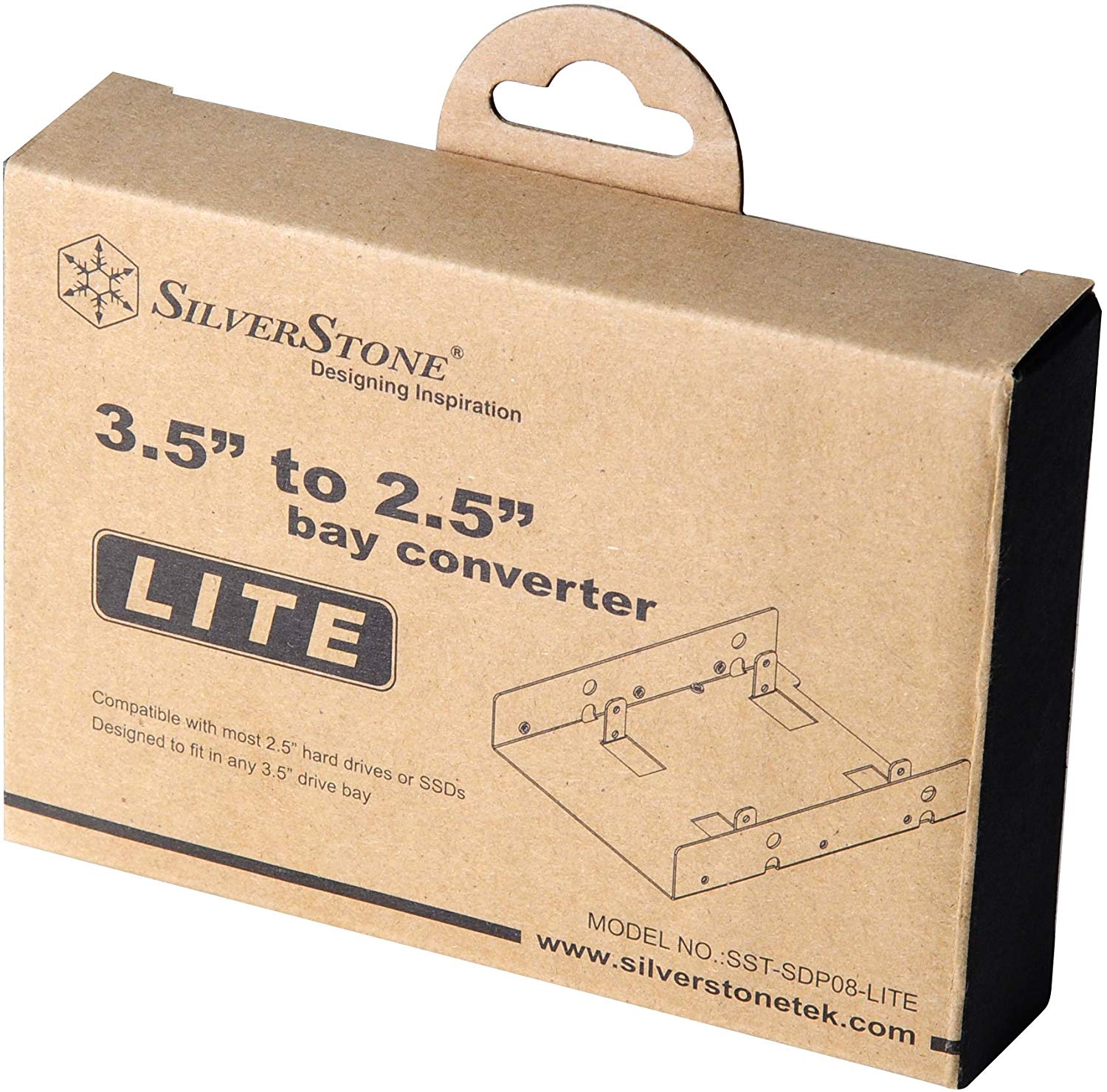 SilverStone Technology SST-SDP08-Lite - 3.5" to 2x 2.5" SSD/HDD Mounting Adapter Bracket Hard Drive Holder" - Image 3