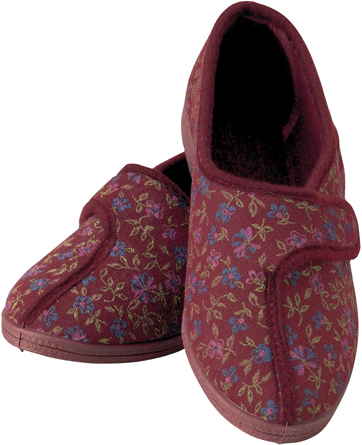 Performance Health Ladies Patterned Slippers, Adjustable Hook & Loop Closure, Soft Textile Lining, Non-Slip Rubber Sole