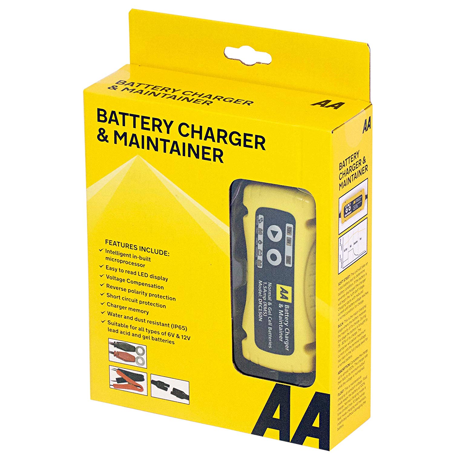 AA 1.5 Amp 6 V/12 V Car Battery Charger Maintainer AA4956 UK Plug Fully