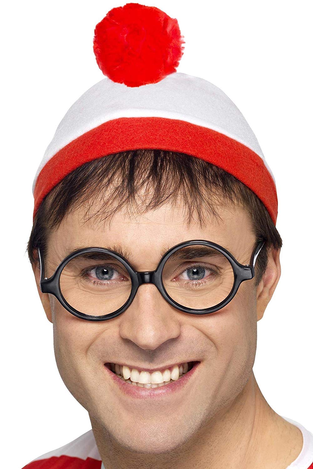 Smiffys Where's Wally Instant Kit, Adults Red & White Hat & Glasses