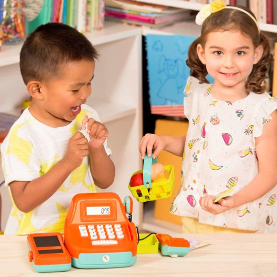 Battat Cash Register Toy Playset – Pretend Play Kids Calculator Cash Register with Accessories for 3+ (26-pieces) - Image 3