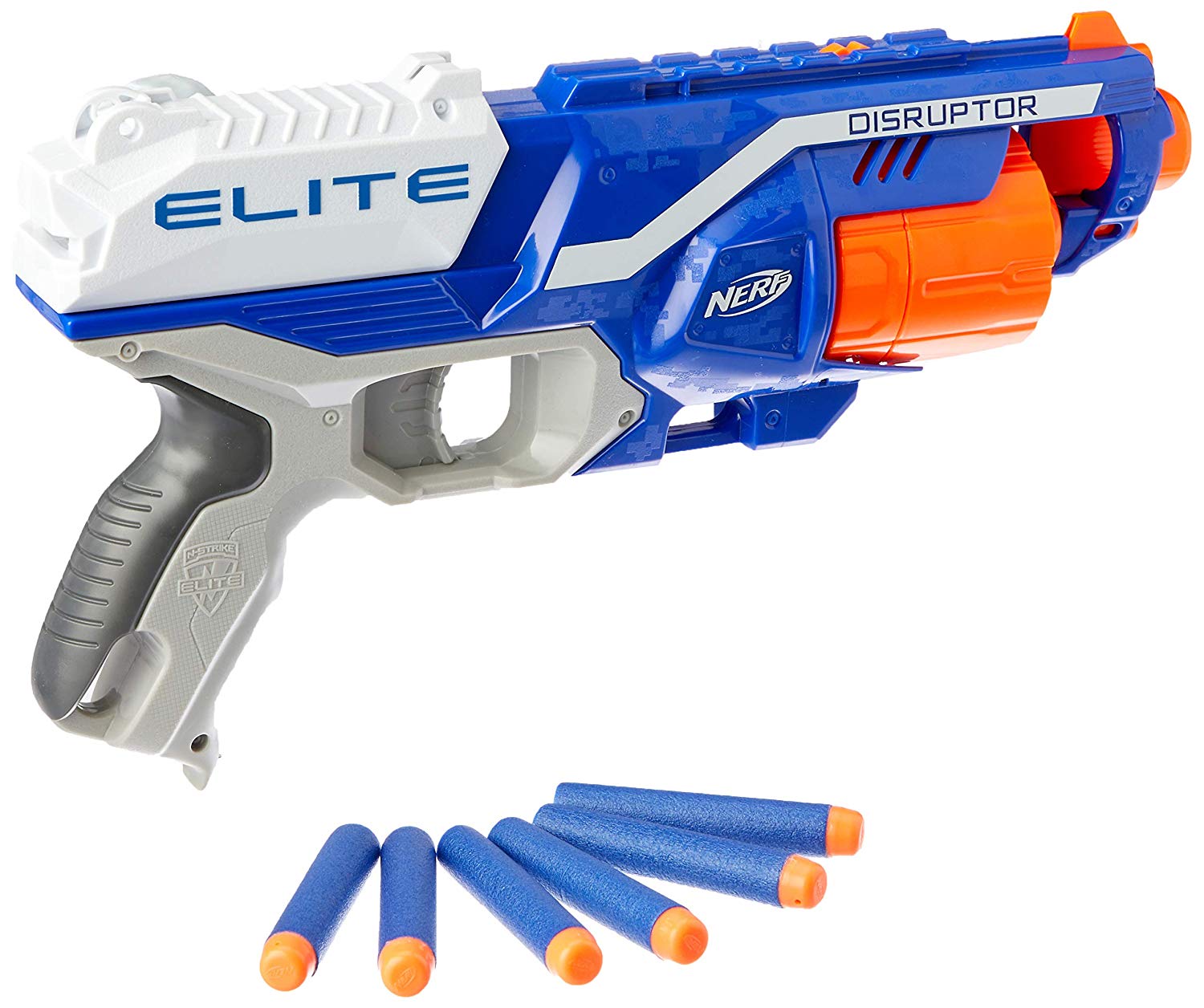 NERF Disruptor Elite Blaster - 6-Dart Rotating Drum, Slam Fire, includes 6 Official Nerf Elite Darts - for Kids Teens, Adults